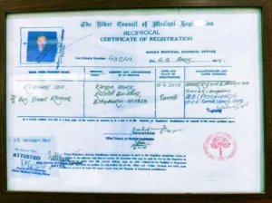 Registration certificate of Dr. Keshav Jee